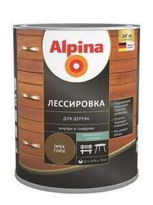 Лессирующий состав Alpina Лессировка для дерева, Кедр, 10 л